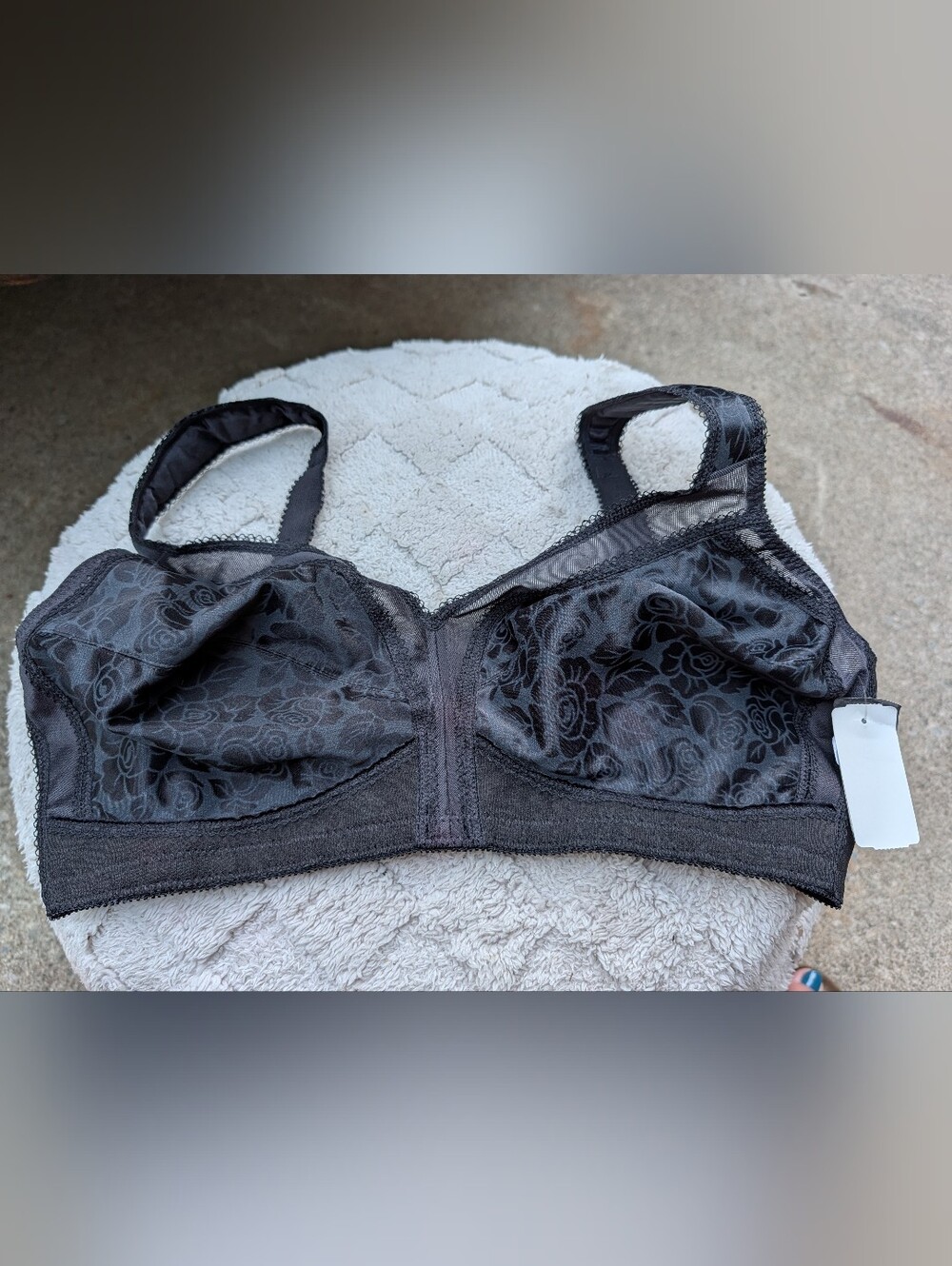 Bali Black Floral Full Coverage Comfort Bra - Women Intimates Size 42C